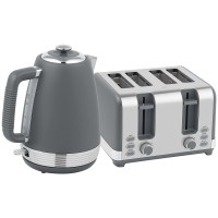 HOMCOM Wasserkocher und Toaster Set mit Edelstahlpaneel - Grau