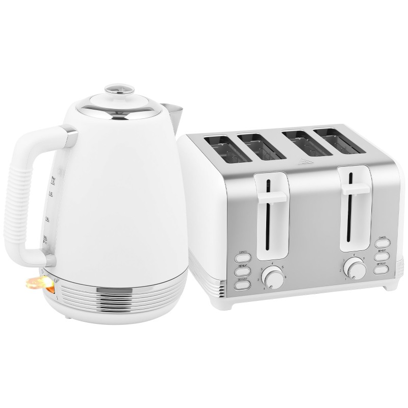 Set de Hervidor y Tostadora HOMCOM con Panel de Acero Inoxidable - Blanco