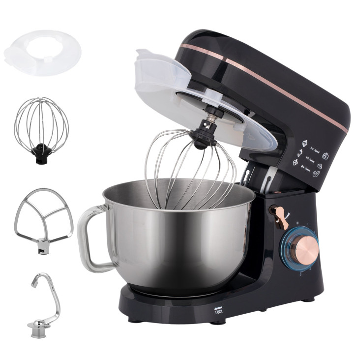 HOMCOM Stand Mixer | 5L, 1400W, 6 Speeds — Black