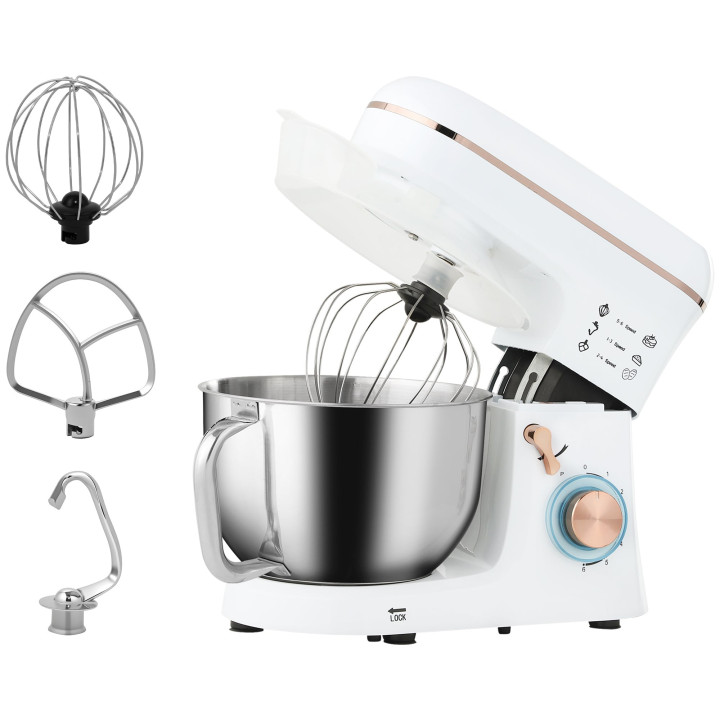 HOMCOM Stand Mixer | 5L, 1400W, 6 Speeds — Black