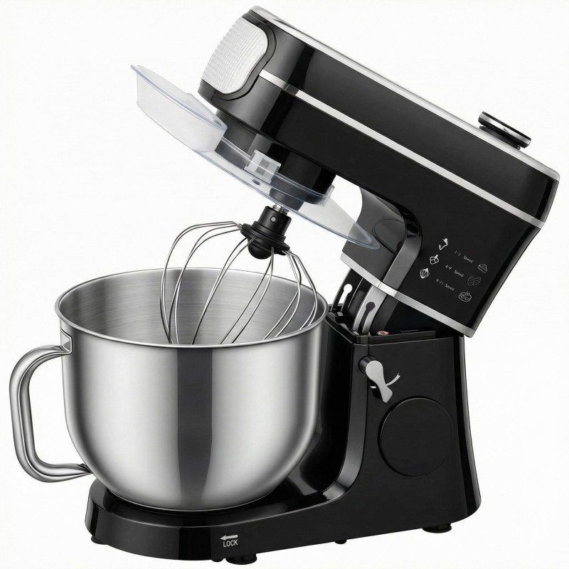 Batteur sur socle HOMCOM | 6L, 1400W, 11 Vitesses, LED — Noir