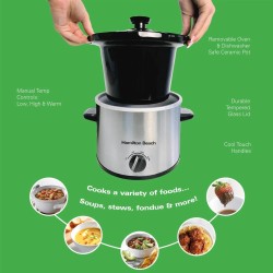 Hamilton Beach The Mighty Mini 1.8L Slow Cooker – Stainless Steel
