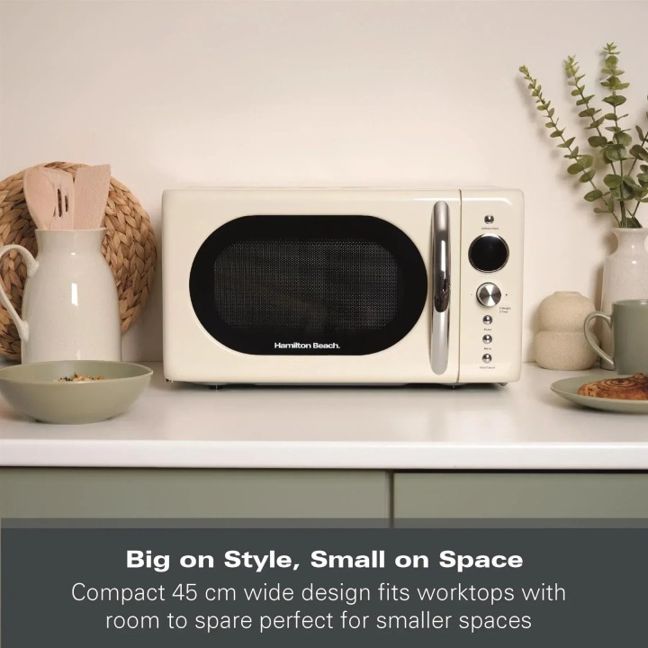 Hamilton Beach 20L Retro Microwave – Cream