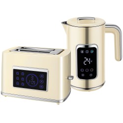 HOMCOM Wasserkocher und Toaster Set mit Touchscreen - Creme