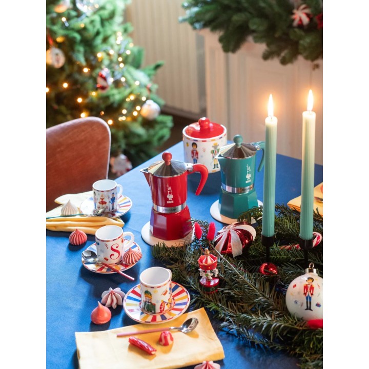 Bialetti Nutcracker Moka Express 6 Cup & 2 Mugs