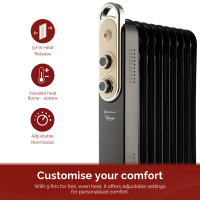 Rediffusion Vintage 9 Finoljefylt radiator 2KW Svart