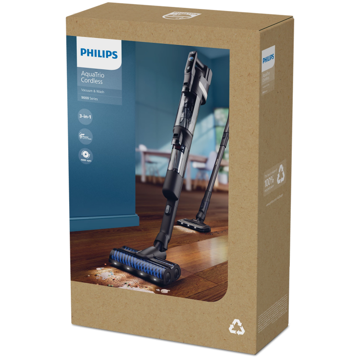Philips AquaTrio 9000 Cordless Water & Dust Vacuum Cleaner - All-in-One Cleaner for Dust, Spots, Liquids and Pet Hair, AquaSpin 