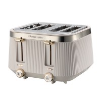 Russell Hobbs 26771 Brontë 4-Scheiben-Toaster Stone – Familien-Toaster mit Gold-Akzenten