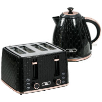 HOMCOM Wasserkocher & 4-Scheiben-Toaster-Set | Schnellkoch – Schwarz