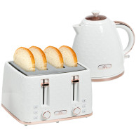 Bollitore HOMCOM & 4-Set Tostapane a Fette | Ebollizione Rapida — Bianco