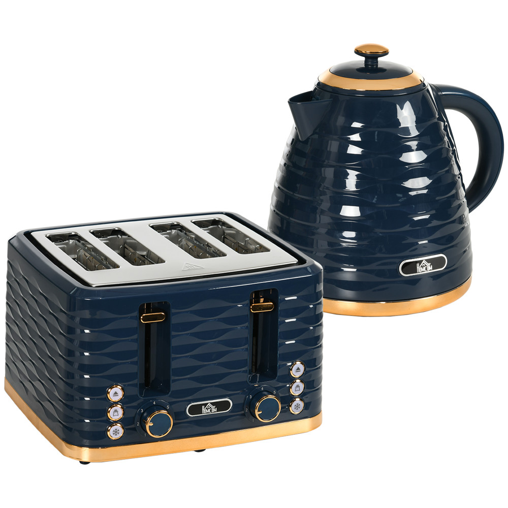 HOMCOM Kettle & 4-Slice Toaster Set | Rapid Boil — Blue