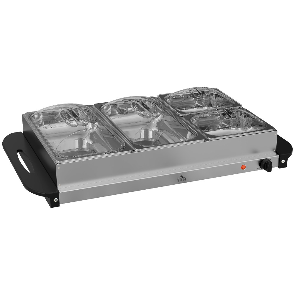HOMCOM 4-Tablett-Elektro-Buffetwärmer | 300W
