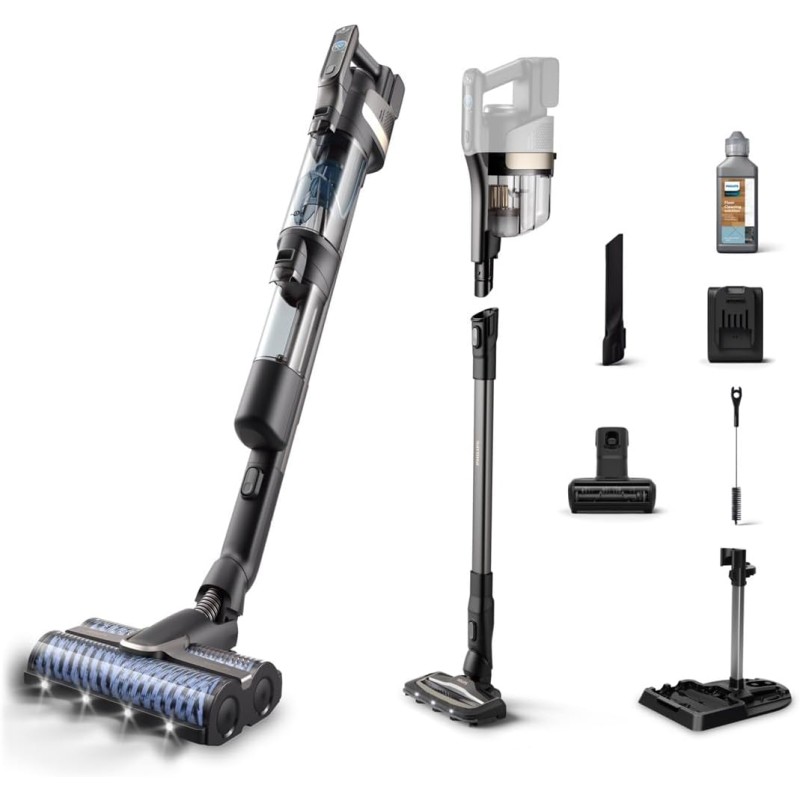 Philips AquaTrio 9000 Trådløs støvsuger til vand og støv - alt-i-en-renser til støv, pletter, væsker og kæledyrshår, AquaSpin 