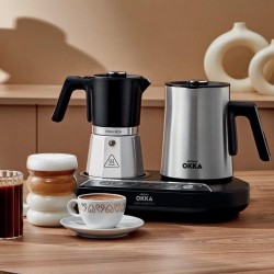 Arzum Okka Rich Moka Pot Macchinetta per Caffè Turco e Moka, Vellutatore, Schiumatore di Latte