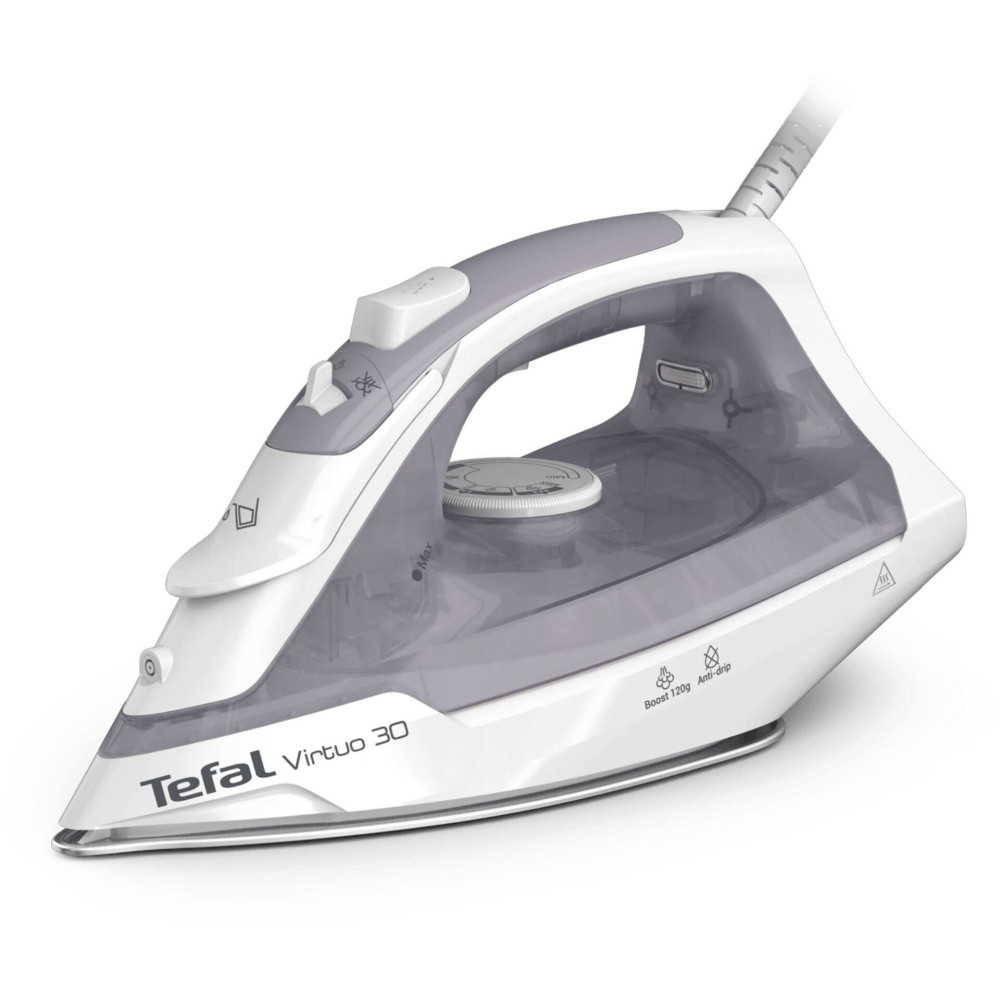 Tefal Virtuo 30 FV2C43E0 strijkijzer Stoomstrijkijzer met keramische zoolplaat 2000 W Grijs, Wit