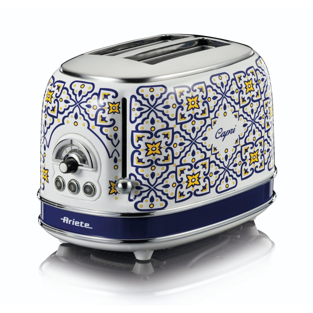 Ariete 155 Tostadora Capri, 810W, 2 rebanadas, 6 niveles de tostado, bandeja recogemigas, función descongelar, automático