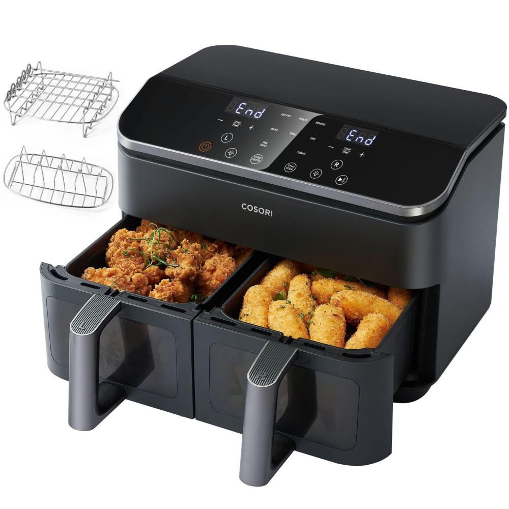 Cosori Dual Basket Chef Edition Double 8.5 L Stand-alone 1750 W Hot air fryer Black, Silver