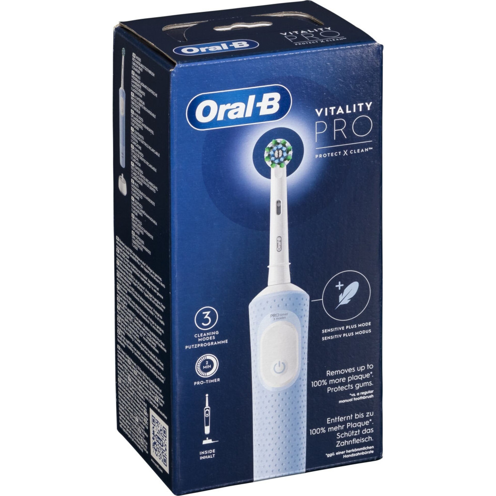 Oral-B Vitality Pro Aikuisten pyörivä-värähtelevä hammasharja Harmaa, Valkoinen