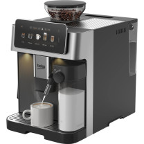 Beko CaffeExperto CEG8564X - Angled view pouring milk into a cup