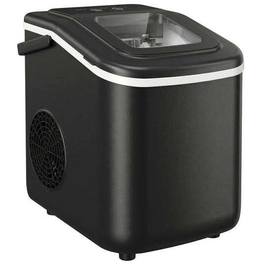 HOMCOM Countertop Ice Maker Machine 9 Cubes in 7 Mins Portable Ice Machine Ice Scoop and Basket 2 Sizes Black
