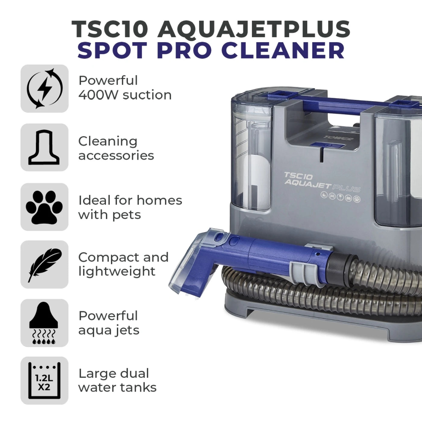 Tower TSC10 AquaJetPlus Portable Spot Cleaner T548005