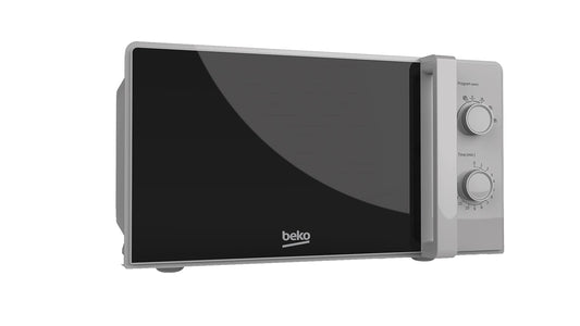 Beko MOC20100SFB Solo Microwave, Includes Auto-Defrost and 30 min Mechanical Timer, Silver Design, 20 L Capacity, 700 W Power