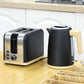 HOMCOM Stainless Steel Kettle and Toaster Set, 1.7L 3000W Fast Boil Kettle & 2 Slice Toaster Kitchen Set with 7 Level Browning Controls, Defrost, Reheat, Auto Off, Boil-dry Protection, Black