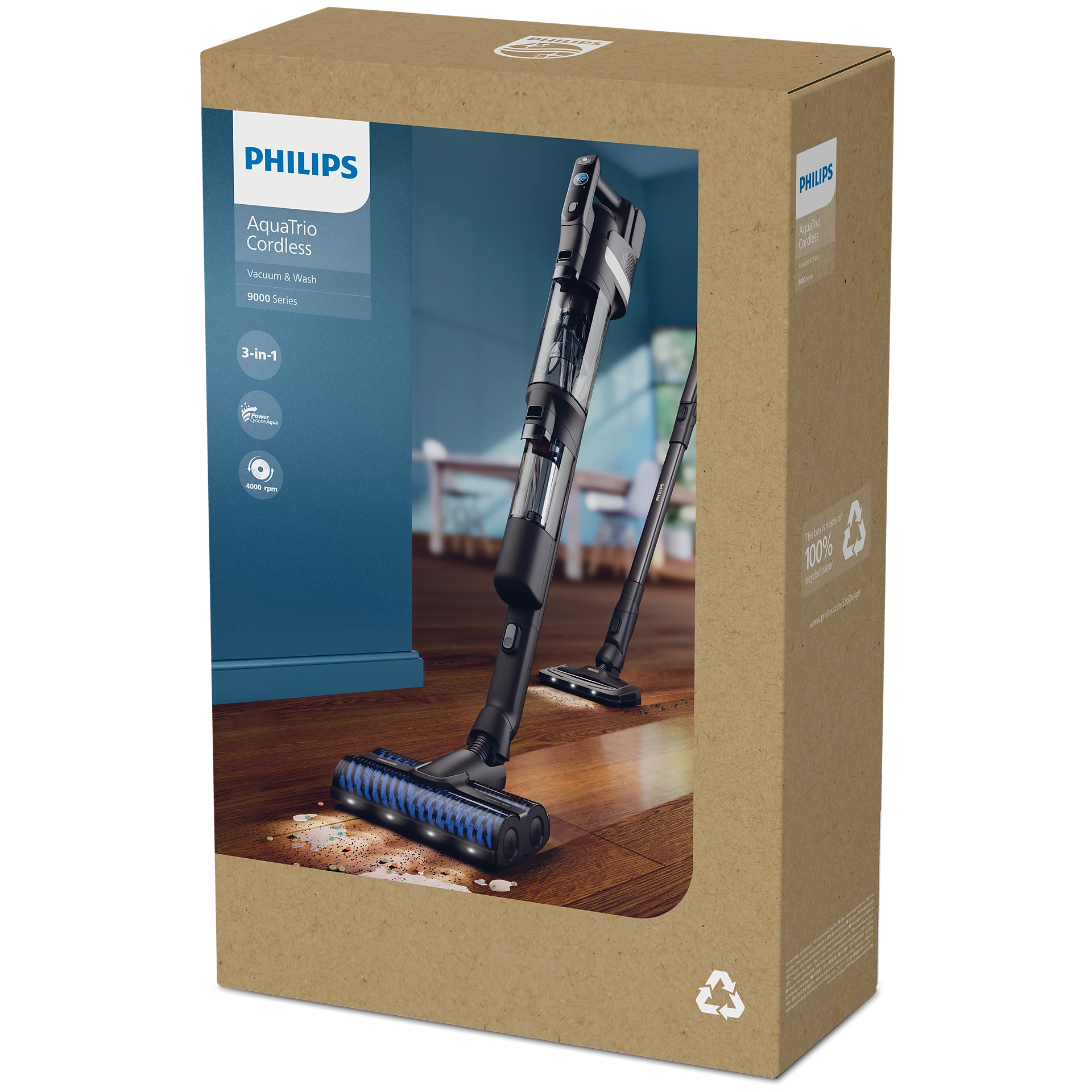 Philips AquaTrio XW9463/11 2-in-1 Dry and Wet Cordless Broom Vacuum Cleaner image 2