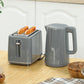 HOMCOM Digital Stainless Steel Kettle and Toaster Set, 1.5L 3000W Fast Boil Kettle, 2 Slice Toaster with 7 Level Browning Controls, Defrost, Reheat, Keep Warm, Crumb Tray and LED Touch Display, Grey