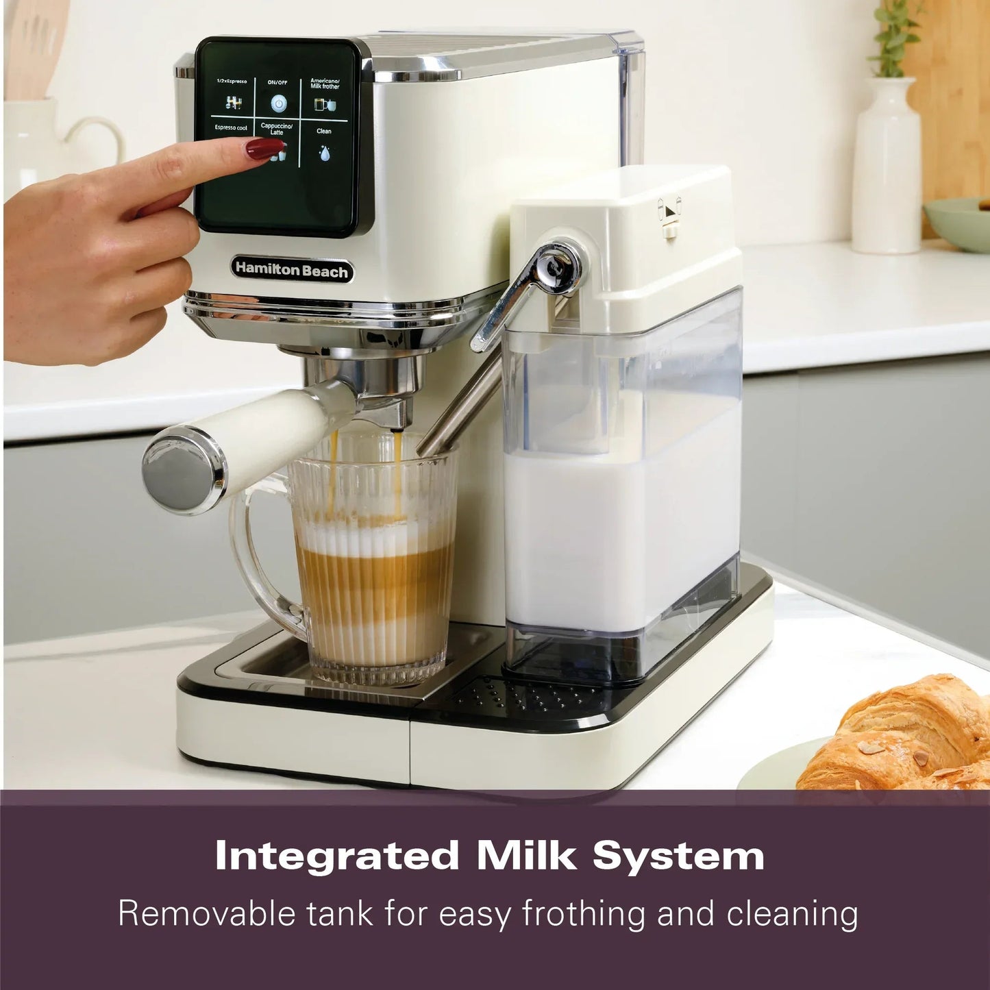 Hamilton Beach BaristaPro+ Touch 8-in-1 Espresso Machine Cream