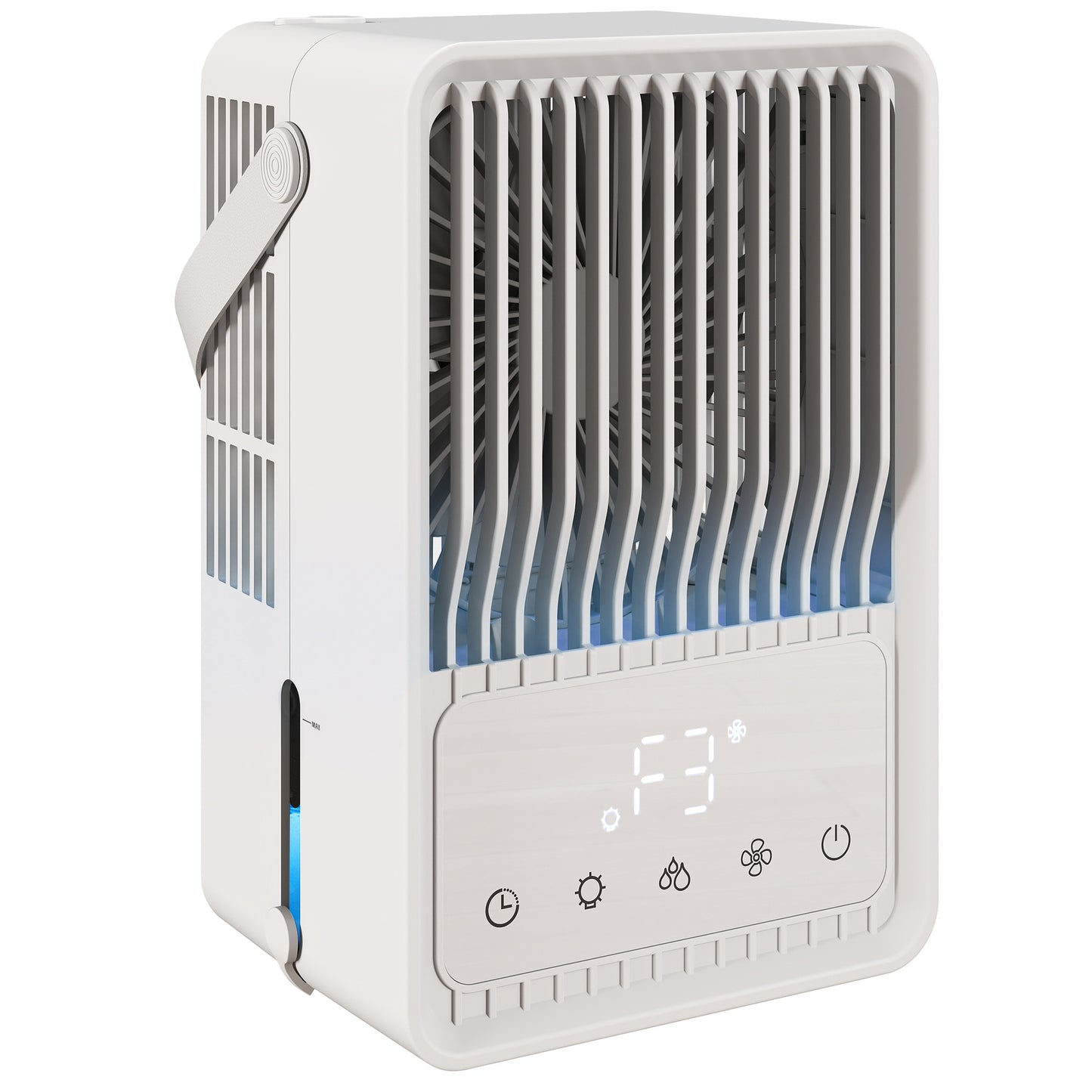 HOMCOM Portable Air Conditioner, 4-in-1 Mini Air Cooler with 3 Wind Speed, 2 Mist Mode, 7 Colour RGB Light, White