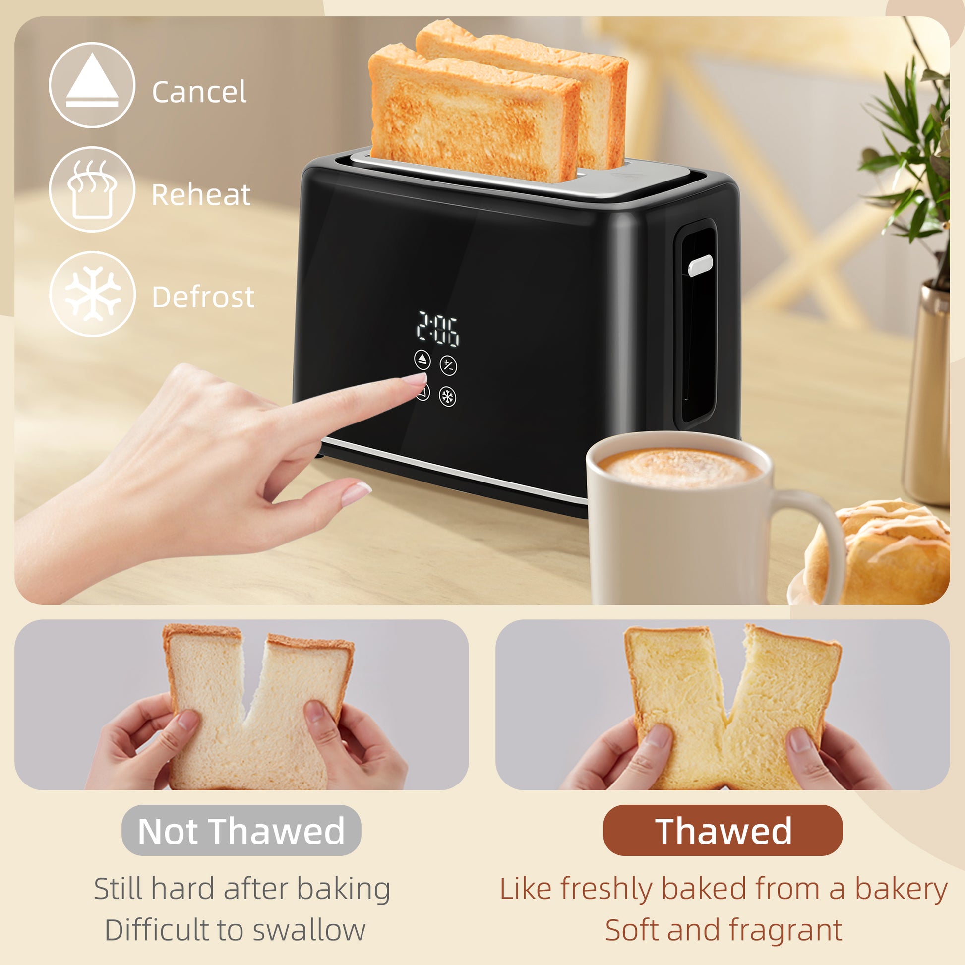 HOMCOM Polished Stainless Steel Kettle and Toaster Set - Black