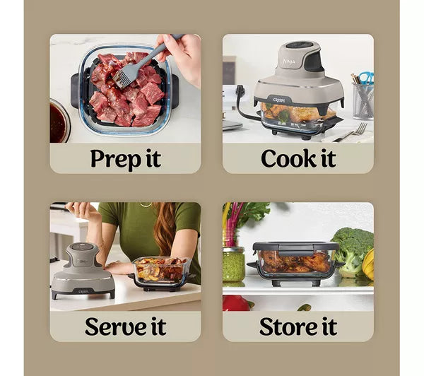 Ninja CRISPi 4-in-1 Portable Glass Air Fryer - Stone FN101UKST
