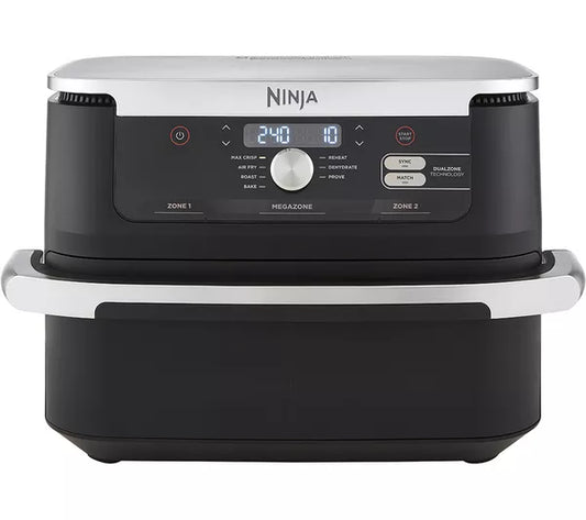Ninja Foodi FlexDrawer AF500UK 10.4L dual air fryer in black with FlexDrawer and control panel