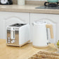 HOMCOM Stainless Steel Kettle and Toaster Set, 1.7L 3000W Fast Boil Kettle & 2 Slice Toaster Kitchen Set with 7 Level Browning Controls, Defrost, Reheat, Auto Off, Boil-dry Protection, White