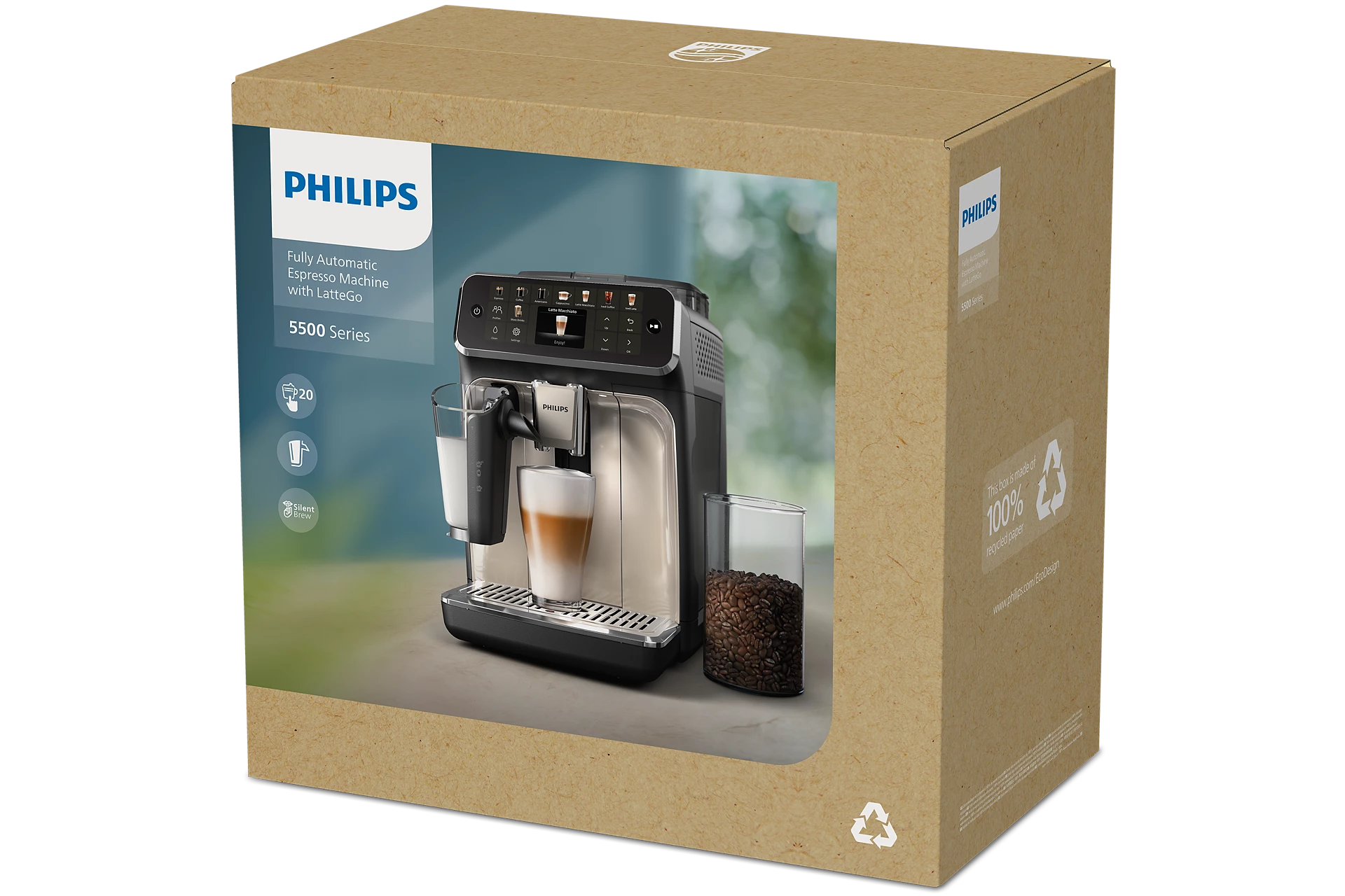 Philips Series 5500 LatteGo EP5544/80 Bean to Cup Fully Automatic Coffee Machine image 5