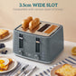 HOMCOM Kettle and Toaster Set, 1.7L 3000W Rapid Kettle with Strix Thermostat, 4 Slice Toaster with 7 Browning Controls, Grey