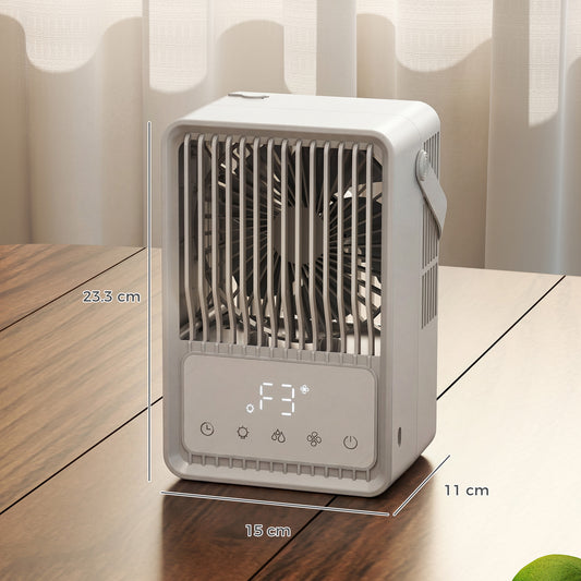 HOMCOM Portable Air Conditioner, 4-in-1 Mini Air Cooler with 3 Wind Speed, 2 Mist Mode, 7 Colour RGB Light, White